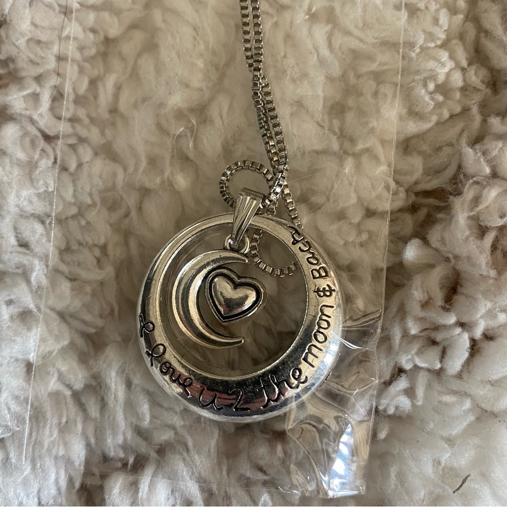 Pendant Necklace I LOVE YOU 2 THE MOON & BACK Heart Gift Friendship Mom NEW